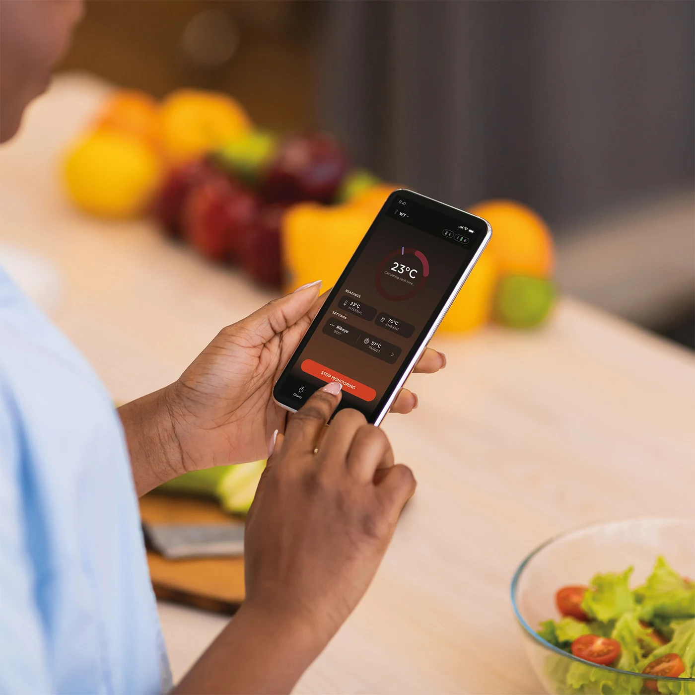 Ninja-R-WP100UK-EU-InUse-App-SmartPhone-Held-overTable